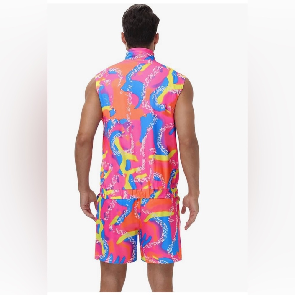 Nwot 80s Men Workout Costume,90s Outfit Clothing For Adults, Halloween Cosplay